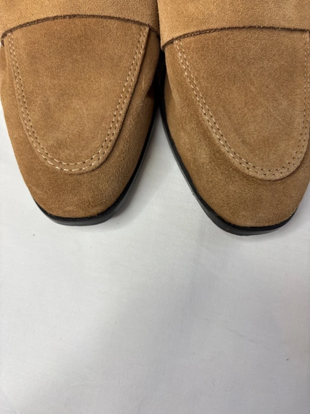 🤎 Zara Suede Penny Loafers Women's 5.5 Camel Beige Slip On Flats 🤎 - Picture 7 of 11